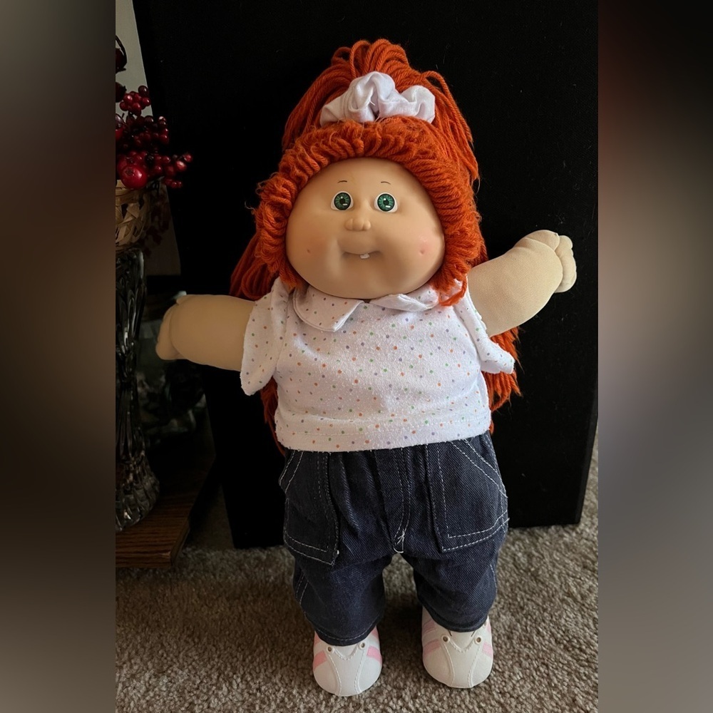Vtg 1978 1982 Ginger Hair Cabbage Patch Kids Doll & Country Doll Rocking Horse - Picture 2 of 11